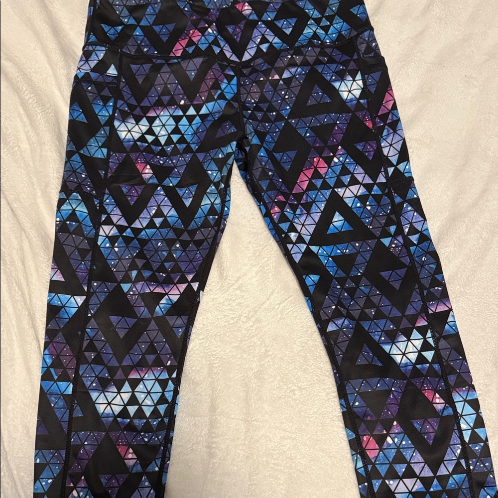 Constantly Varied Gear (CVG) Capri Leggings - Black and Blue Geometric
